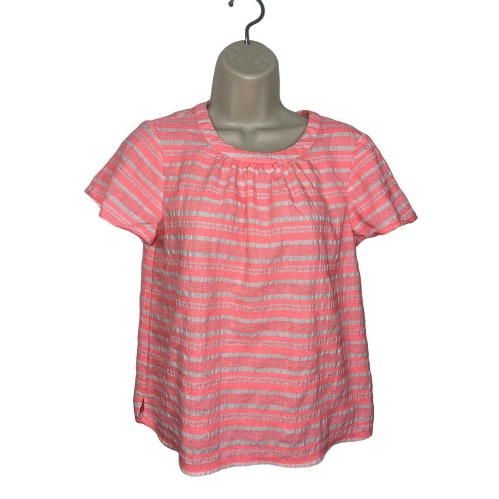 Cece Women's Small Flutter Sleeve Stripe Blouse with Keyhole Back